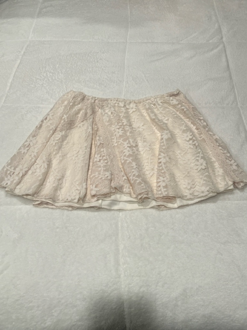 Beige Lace Mini Skirt